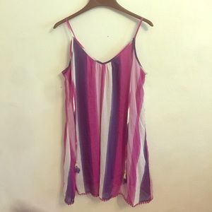 Pink purple and white flowy tank top
